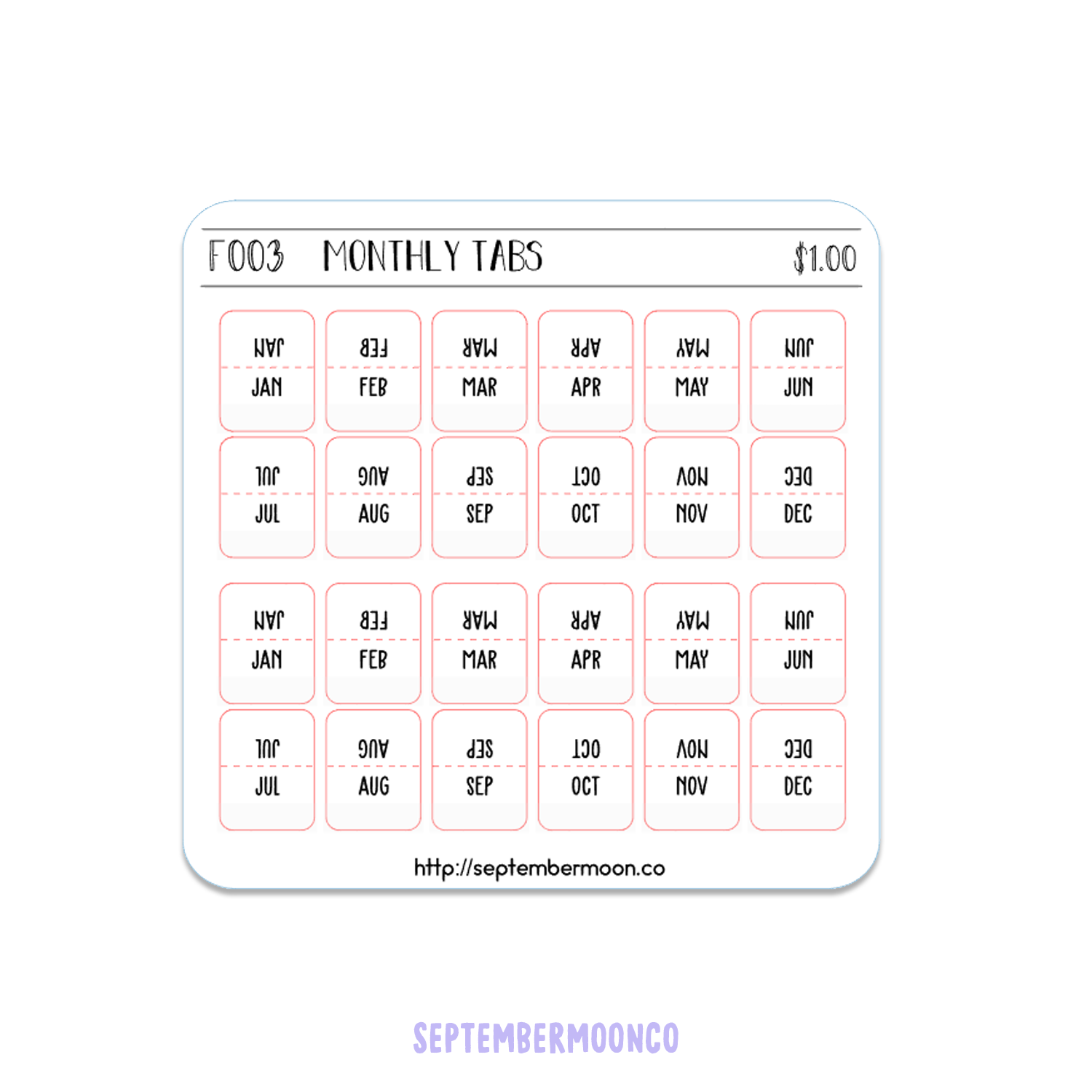 F003 monthly tabs